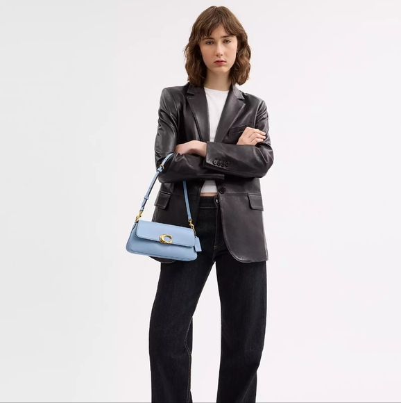 NWT! Coach Jet Shoulder Bag In Brass/Bluebell - Picture 7 of 8